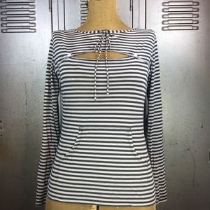 Women’s Striped Cut Out Shirt.